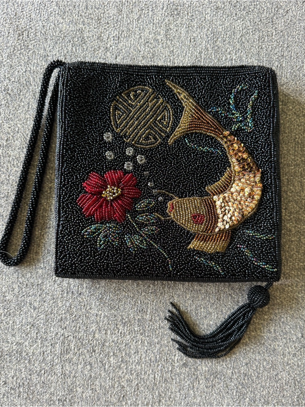 Vintage Chicos Koi Fish Beaded Bag